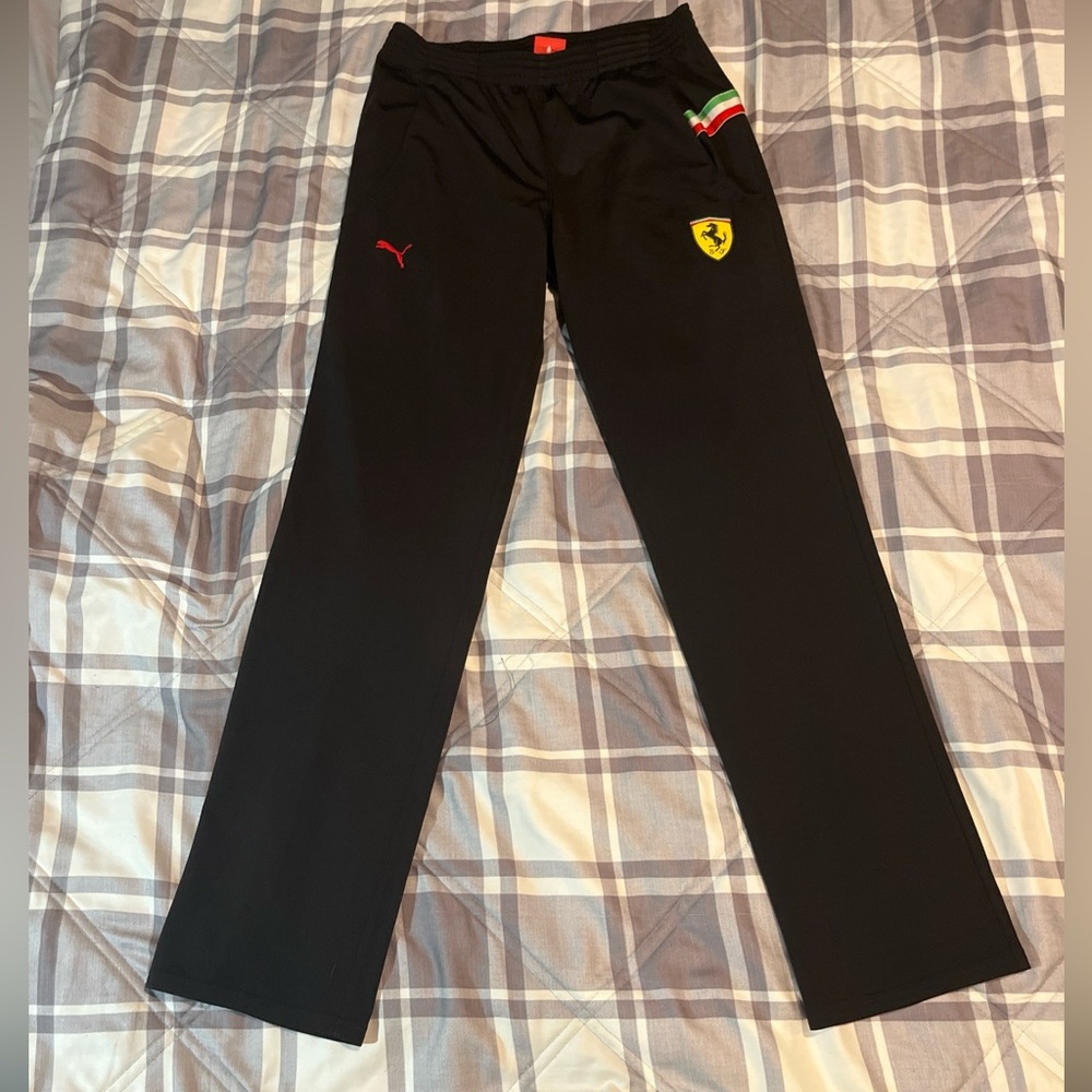 Puma Black Track Pants with Ferrari Emblem